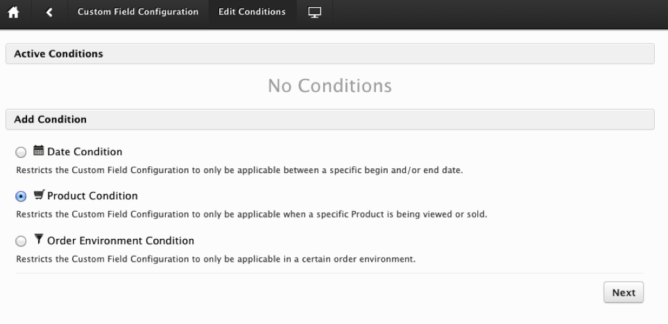 Custom Field Condition Set