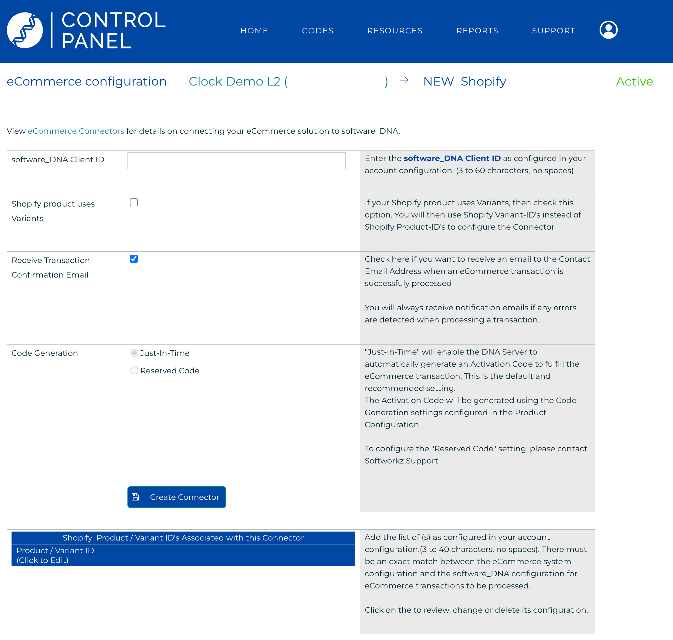 Create DNA Connector