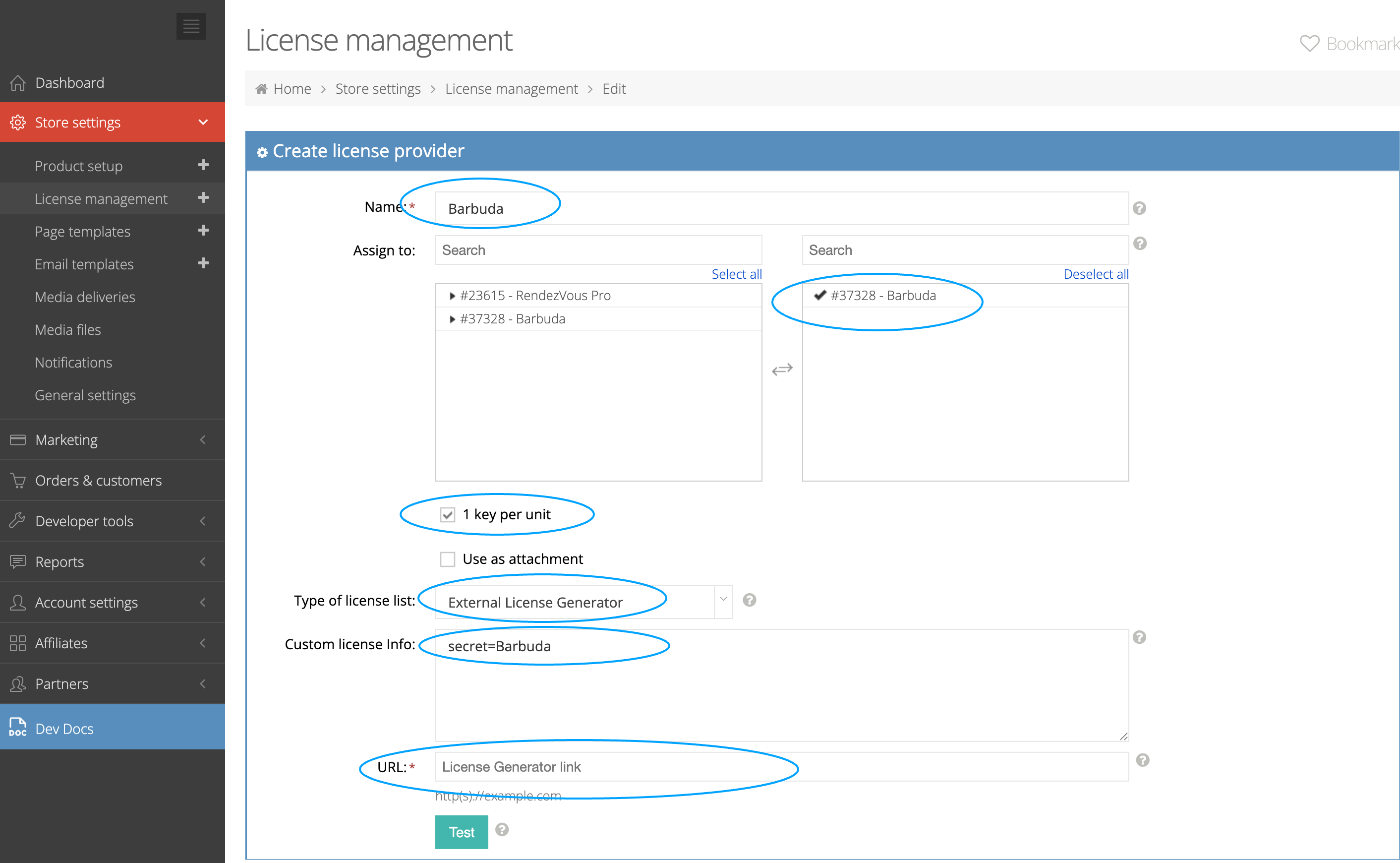Setting License Provider