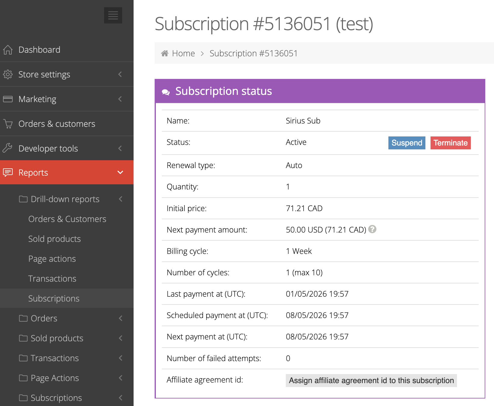 Edit Subscription