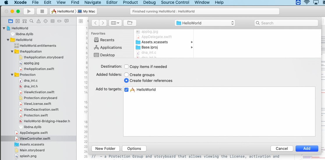 XCode Add to Project